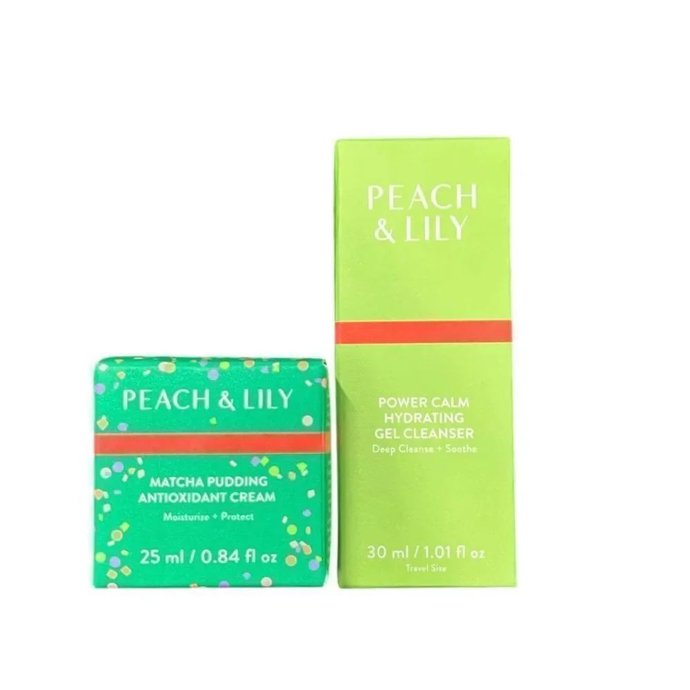 Peach & Lily Skincare,Matcha Antioxidant Cream, Power Gel Cleanser Full Size,NEW